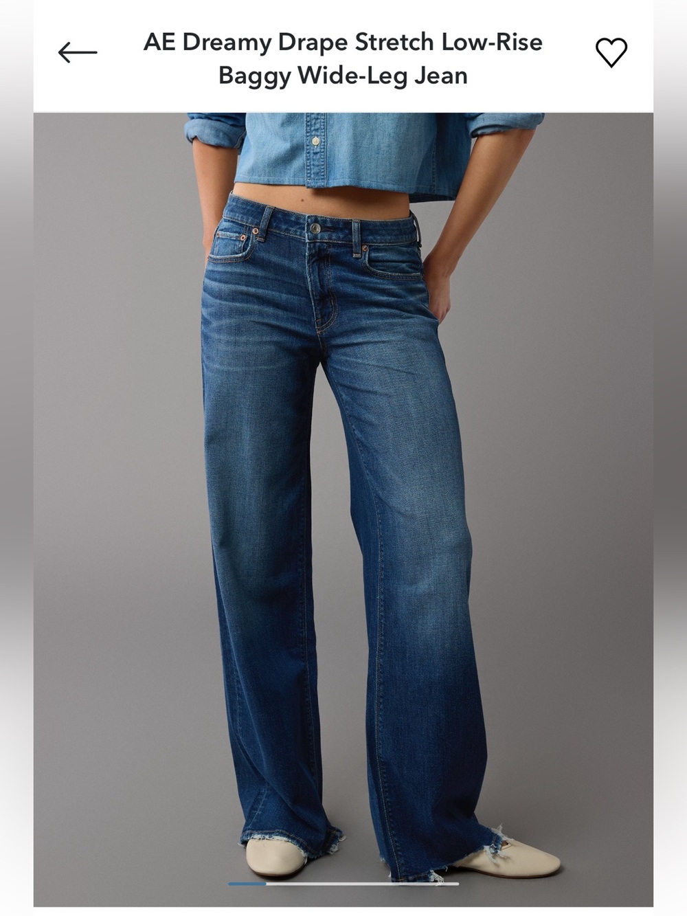 American Eagle Outfitters Wide-Leg Jeans in Medium Blue Wash